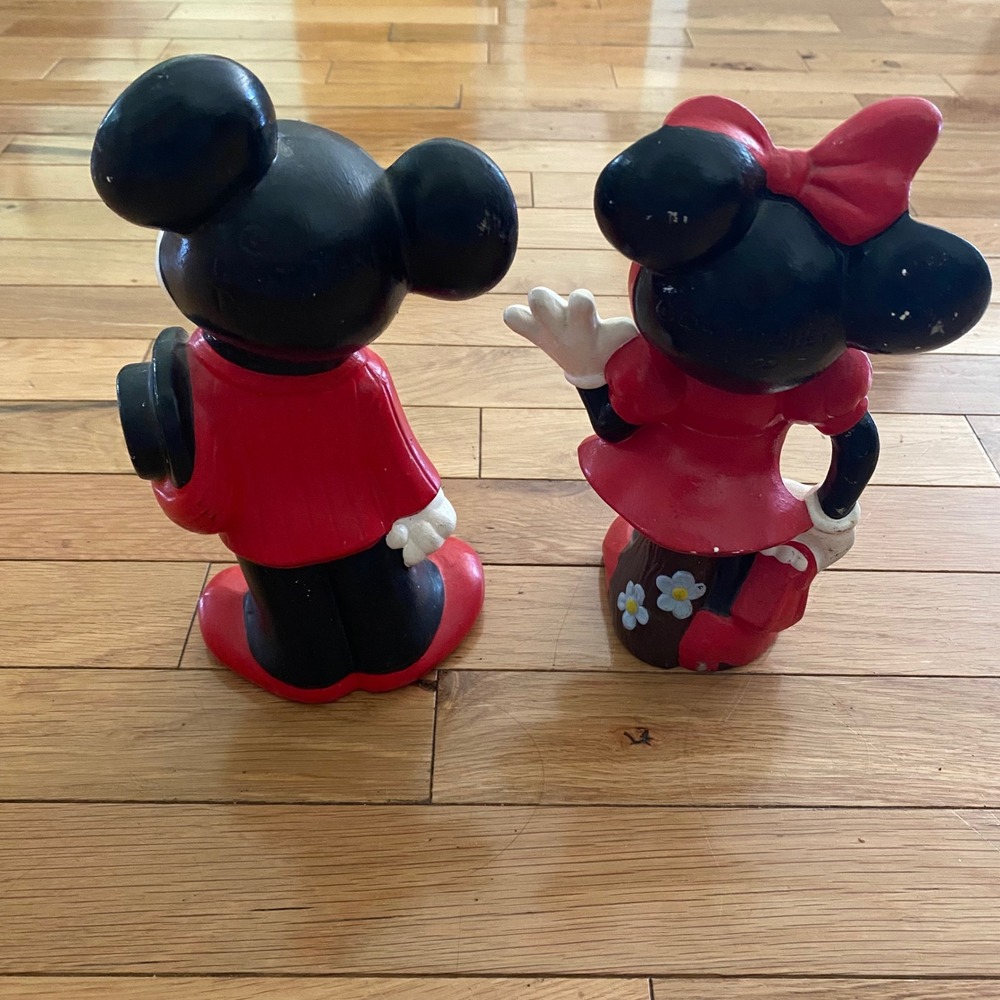 Vintage Mickey and Minnie Mouse Figurine Set Walt Disney Productions Red Black - Picture 3 of 8